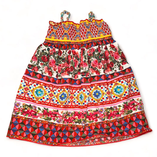 Dolce & Gabbana Smock Top Multi-Pattern Sundress