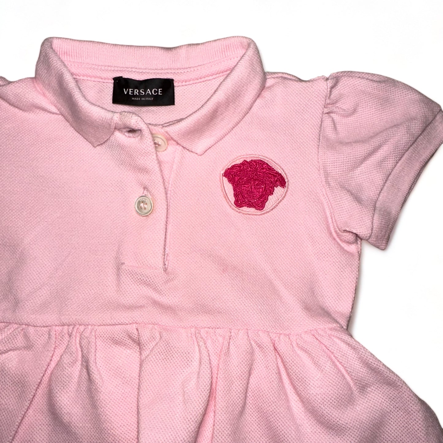 Versace Pink Cap Sleeve Dress w/ Logo